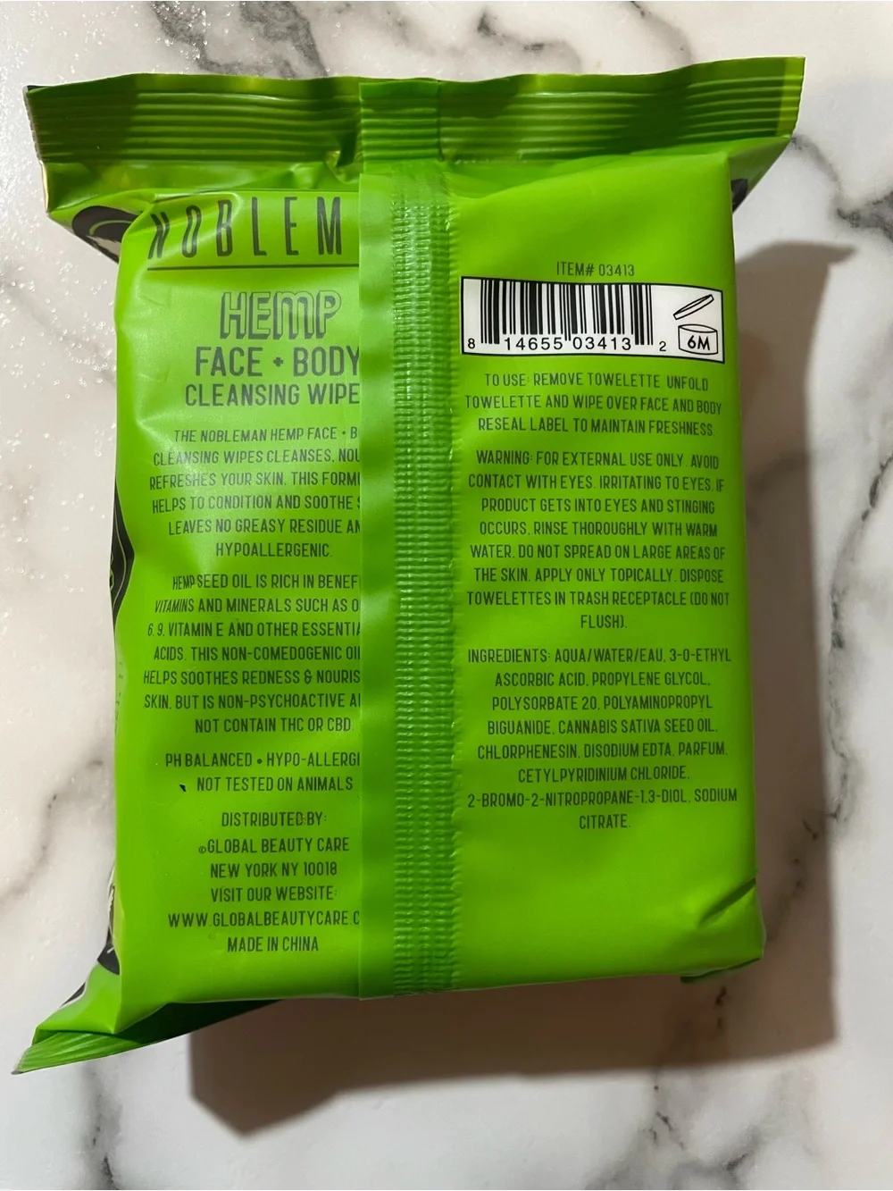 The Nobleman Hemp Face & Body Cleansing Wipes — 4 pack, 30 wipes per pack